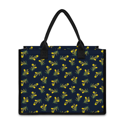 Spring Daffodil Flower Pattern Print Canvas Tote Bag
