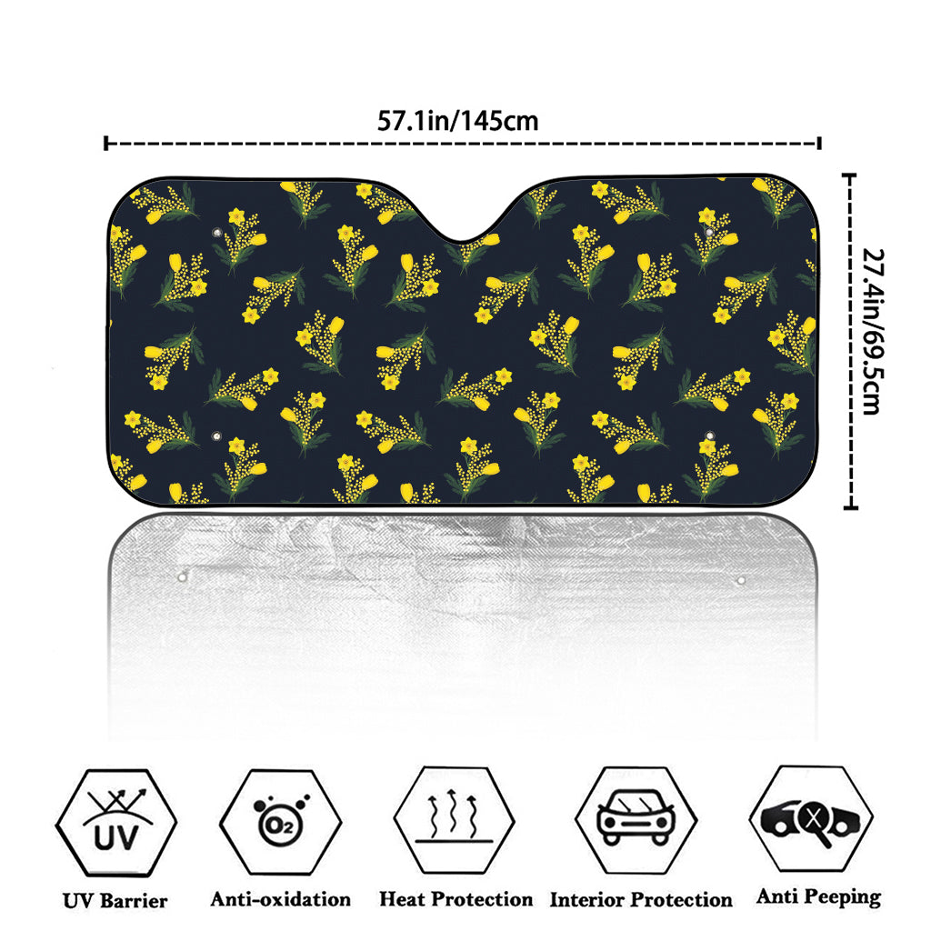 Spring Daffodil Flower Pattern Print Car Windshield Sun Shade