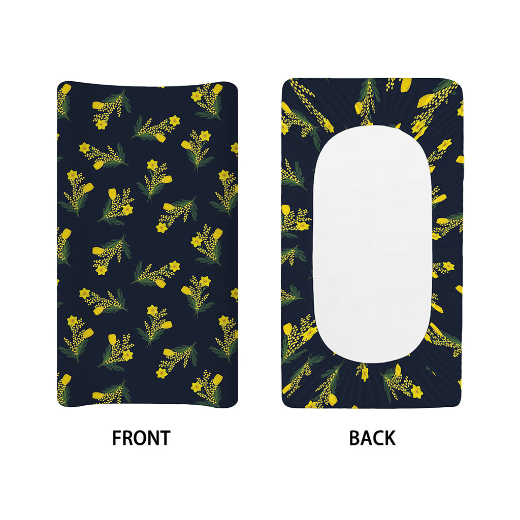 Spring Daffodil Flower Pattern Print Changing Pad Cover