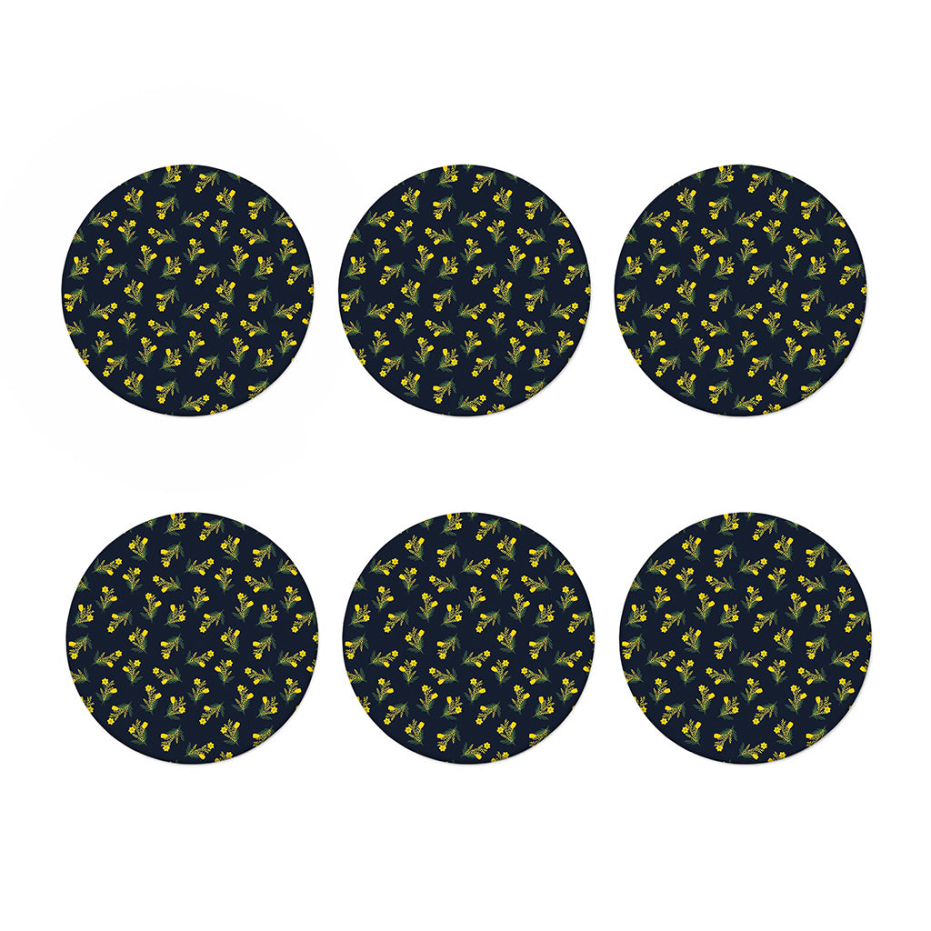 Spring Daffodil Flower Pattern Print Coaster Set