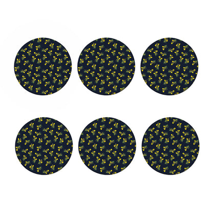 Spring Daffodil Flower Pattern Print Coaster Set