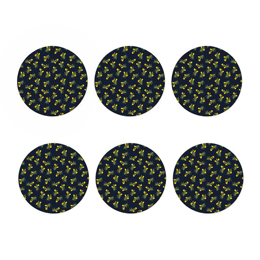 Spring Daffodil Flower Pattern Print Coaster Set