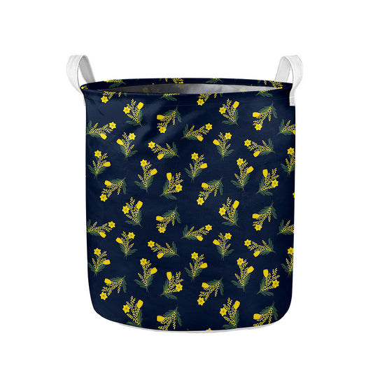 Spring Daffodil Flower Pattern Print Collapsible Laundry Basket