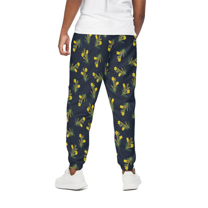 Spring Daffodil Flower Pattern Print Cotton Pants
