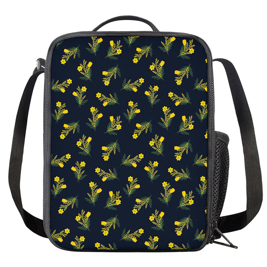 Spring Daffodil Flower Pattern Print Crossbody Lunch Bag