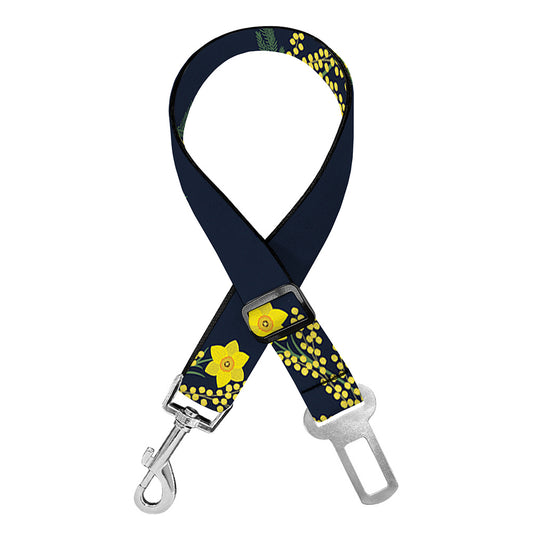 Spring Daffodil Flower Pattern Print Dog Seat Belt