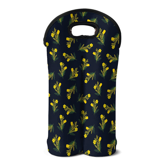 Spring Daffodil Flower Pattern Print Double Neoprene Wine Tote