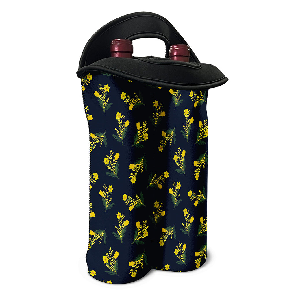 Spring Daffodil Flower Pattern Print Double Neoprene Wine Tote