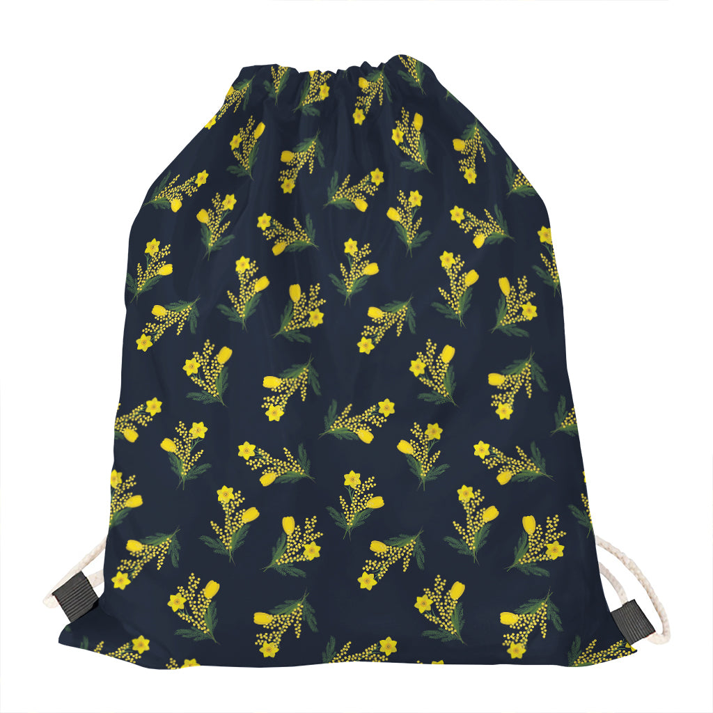 Spring Daffodil Flower Pattern Print Drawstring Bag