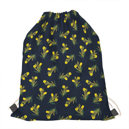 Spring Daffodil Flower Pattern Print Drawstring Bag