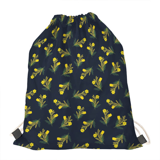 Spring Daffodil Flower Pattern Print Drawstring Bag