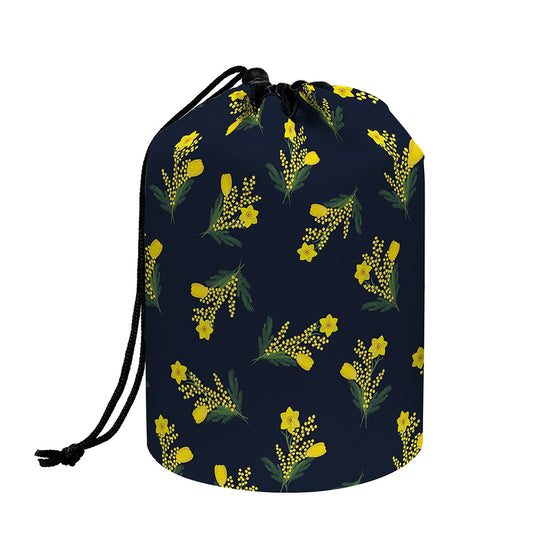 Spring Daffodil Flower Pattern Print Drawstring Makeup Bag
