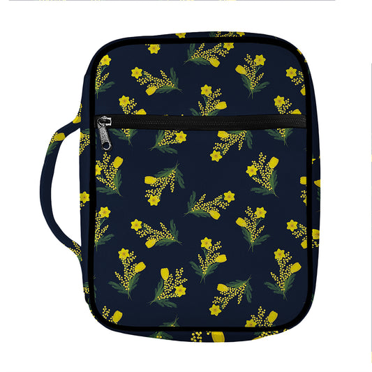 Spring Daffodil Flower Pattern Print Front Pocket Bible Bag
