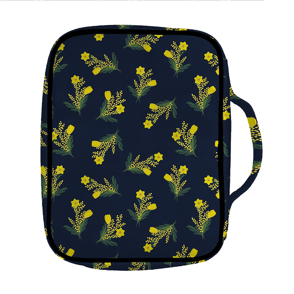 Spring Daffodil Flower Pattern Print Front Pocket Bible Bag