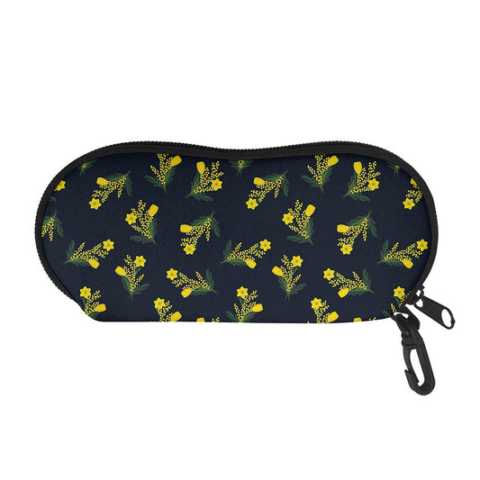 Spring Daffodil Flower Pattern Print Glasses Case