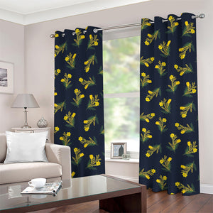 Spring Daffodil Flower Pattern Print Grommet Curtains