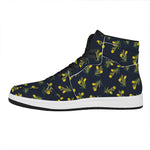 Spring Daffodil Flower Pattern Print High Top Leather Sneakers