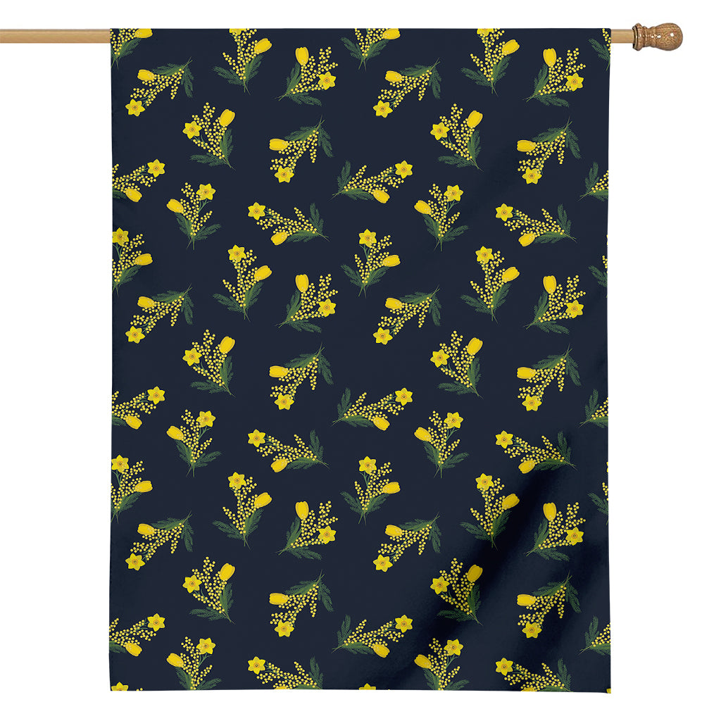 Spring Daffodil Flower Pattern Print House Flag