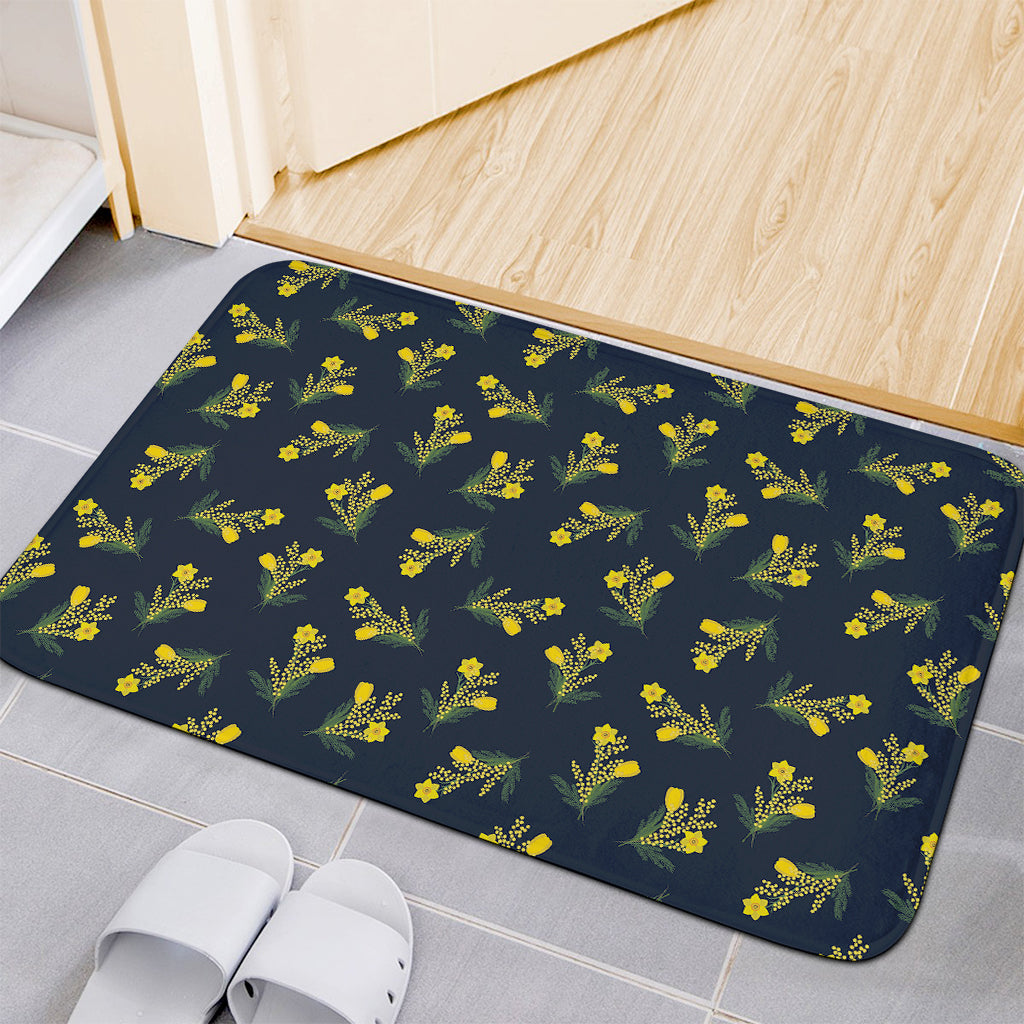Spring Daffodil Flower Pattern Print Indoor Door Mat