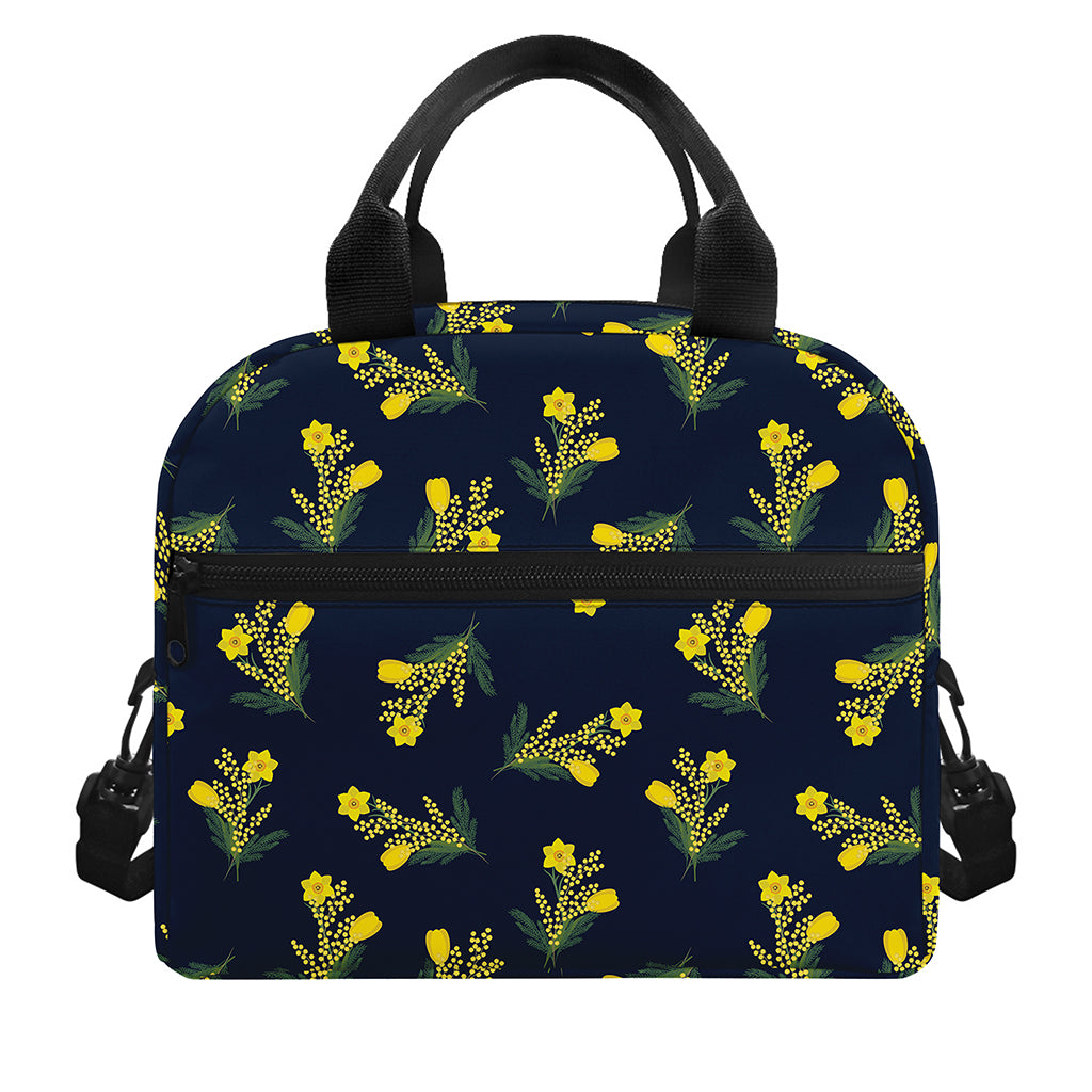 Spring Daffodil Flower Pattern Print Insulated Lunch Bag