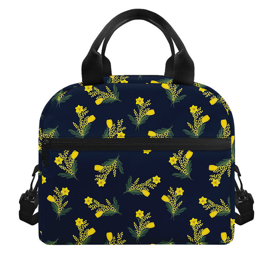 Spring Daffodil Flower Pattern Print Insulated Lunch Bag