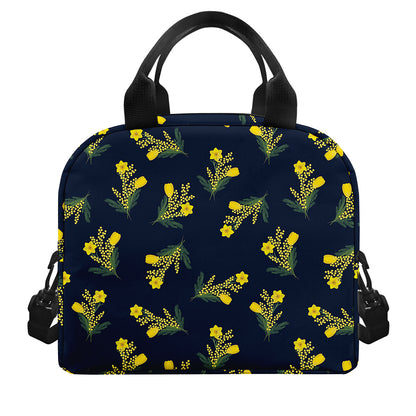 Spring Daffodil Flower Pattern Print Insulated Lunch Bag