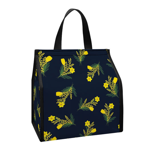 Spring Daffodil Flower Pattern Print Insulated Lunch Tote