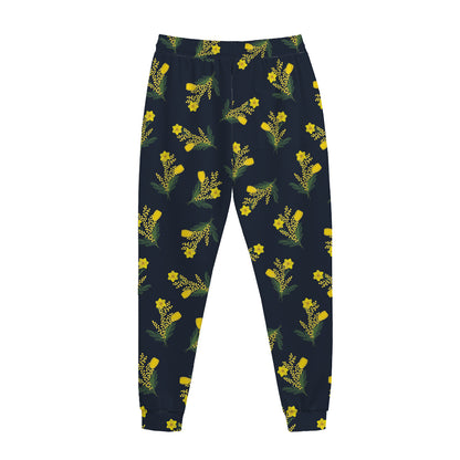 Spring Daffodil Flower Pattern Print Jogger Pants