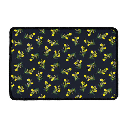 Spring Daffodil Flower Pattern Print Kitchen Mat