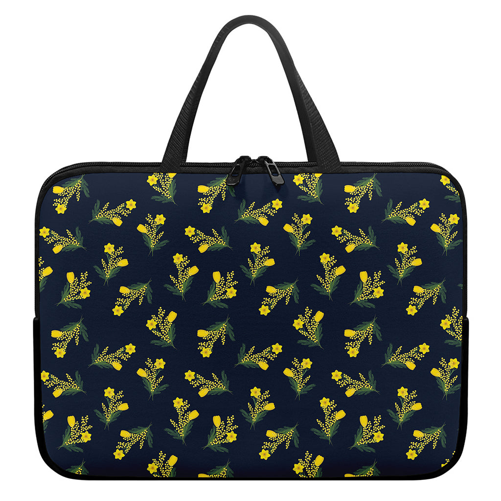 Spring Daffodil Flower Pattern Print Laptop Sleeve With Handle