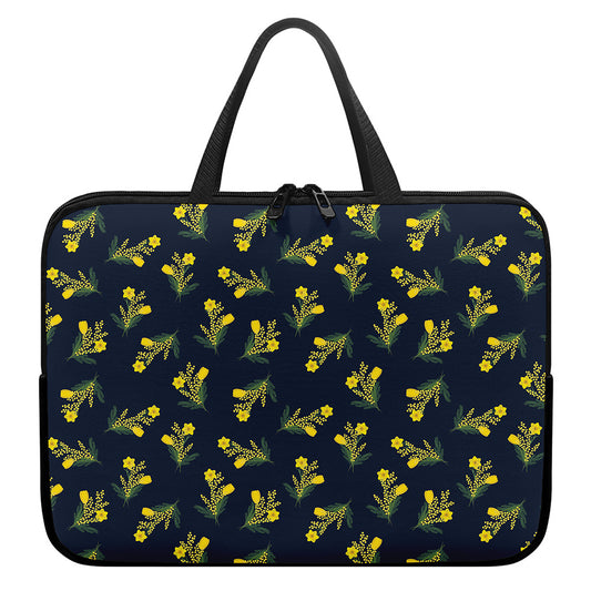 Spring Daffodil Flower Pattern Print Laptop Sleeve With Handle