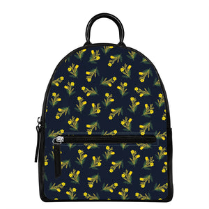 Spring Daffodil Flower Pattern Print Leather Backpack