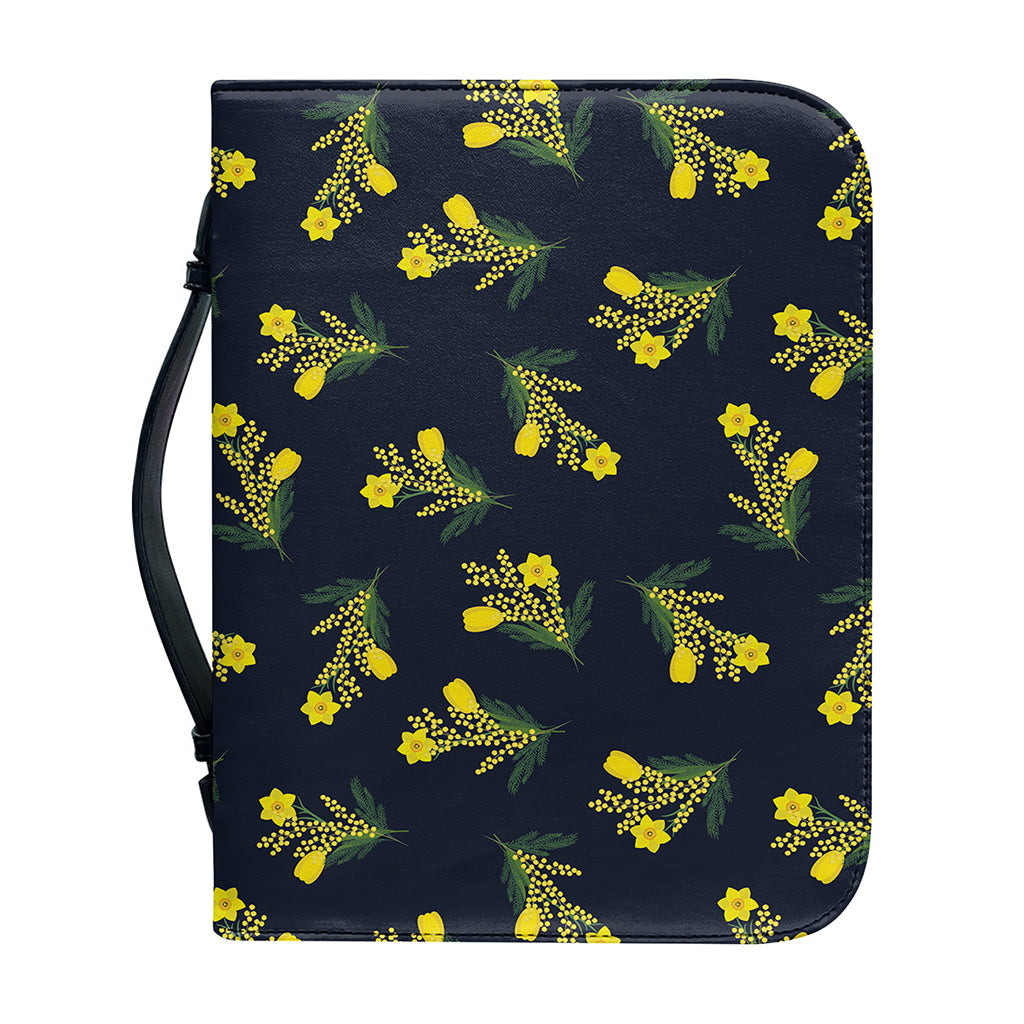 Spring Daffodil Flower Pattern Print Leather Bible Cover