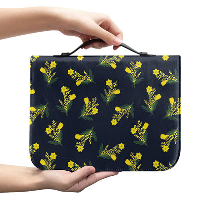 Spring Daffodil Flower Pattern Print Leather Bible Cover