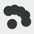 Spring Daffodil Flower Pattern Print Leather Coaster Set