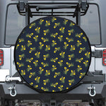 Spring Daffodil Flower Pattern Print Leather Spare Tire Cover