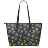 Spring Daffodil Flower Pattern Print Leather Tote Bag