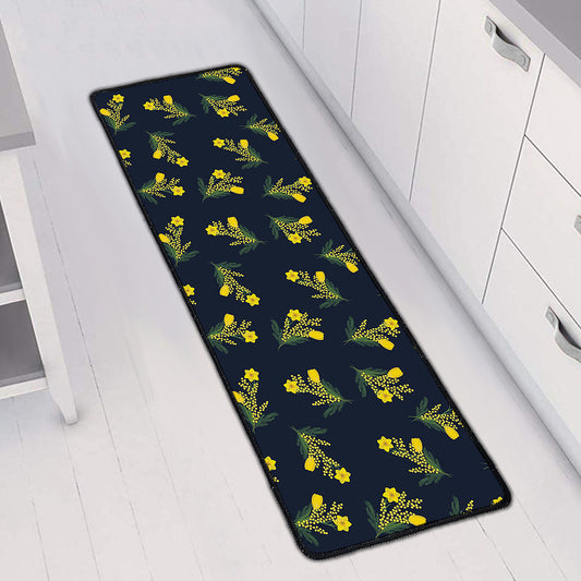 Spring Daffodil Flower Pattern Print Long Kitchen Mat