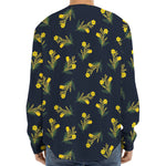 Spring Daffodil Flower Pattern Print Long Sleeve Baseball Jersey