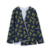 Spring Daffodil Flower Pattern Print Long Sleeve Short Coat