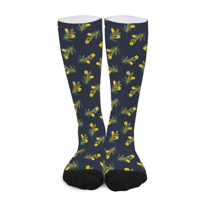 Spring Daffodil Flower Pattern Print Long Socks