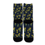 Spring Daffodil Flower Pattern Print Long Socks
