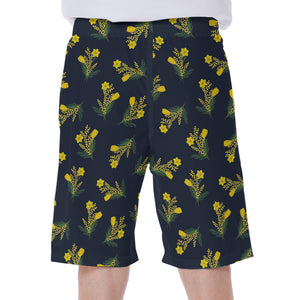 Spring Daffodil Flower Pattern Print Men's Beach Shorts
