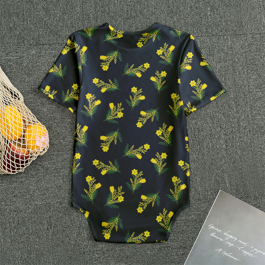 Spring Daffodil Flower Pattern Print Men's Bodysuit