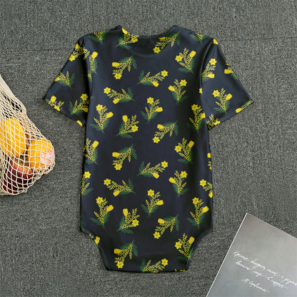 Spring Daffodil Flower Pattern Print Men's Bodysuit