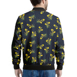 Spring Daffodil Flower Pattern Print Men's Bomber Jacket