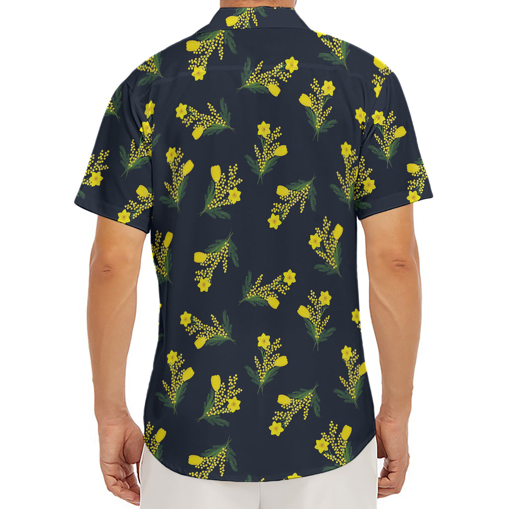 Spring Daffodil Flower Pattern Print Men's Deep V-Neck Shirt