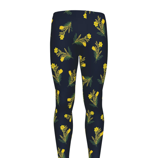 Spring Daffodil Flower Pattern Print Men's leggings