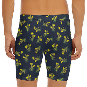 Spring Daffodil Flower Pattern Print Men's Long Boxer Briefs