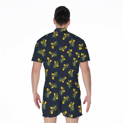 Spring Daffodil Flower Pattern Print Men's Rompers